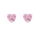 Pink Heart Baby Earrings Solid 14k Gold Screw Protective Backs  4mm 