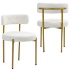 Set Of 4 Modern Round Dining Chairs Curved Backrest  Metal Legs For Living Room