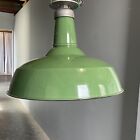 Vintage Porcelain Gas Station   Barn Light -   Green Enamel 