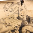 1933 Pencil On Paper Sketch Art Children Boy Girl Guitar Singing Nursery Signed