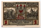 1921 Germany Strasburg Notgeld 1 Mark Note  325 