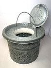 Vintage Galvanized Metal Minnow Bait Bucket Insert W  Lid Handle 9 5   