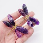 2pcs Natural Amethyst Reiki Gemstone Dragonfly Carving Crystal Quartz Healing
