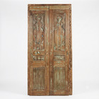 Antique Reclaimed Wooden Doors Pair Of Rustic Panel Doors With Brass Studs 80x32