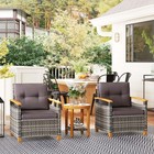 Outsunny 3 Pieces Outdoor Bistro Set  Wicker Patio  With Cushions  Gray