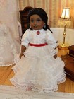 18 Inch American Girl Doll White Ruffled Party Doll Dress With Red Accent