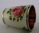 David Andersen Sterling Silver Enamel Rose Sewing Thimble C1940 Norway