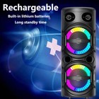 Portable Party Bluetooth Speaker Dual 8in Sub Woofer Heavy Bass Sound System Mic