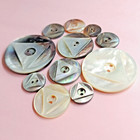 11 Antique Carved Pearl Shell Buttons W  Center Triangle   9 16  To Over 1-7 16 