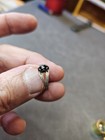 Vintage Childs Ring Sterling Marked Inside Black Stone Small Nice Unknown Size