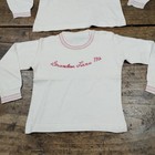 Vintage 60s  T-shirts Tee Long Sleeve Toddler Grandma Grandpa Loves Me Embroider