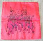 Vintage Mcm Pillow Sham Zippered Cover Elephants Red Silk Design India  16 x16 