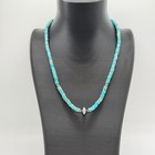 Kingman Turquoise Heishi Necklace Sterling Silver Pearls 17  Southwestern