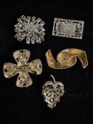 5 Pc Vintage Brooch Pin Lot Beautiful Glamour Unique Brooches  Lot Of 5