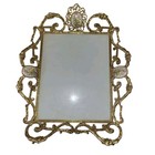 Vintage Ornate Gold Filigree Vanity Set Amber Glass  Porcelain Floral Medallion