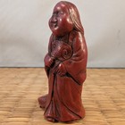 Japanese Antique Tsuishu Red Lacquer Okimono Statue Figurine Goddess Okame Japan