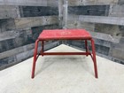 Vintage Red Metal Bench Industrial Steal Stool Wood Seat Side Table Heavy Duty