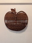 Vintage Wicker Apple Wall Basket Organizer Fruit Mail Holder Rustic Kitchen
