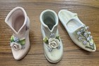 Vintage Mid Century Germany Trio Of  Miniature Porcelain Shoes