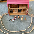 Hand Made Custom Red Barn Horse Stable Playset - 29 x22 x22 