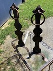 Vintage Hand Wrought Iron Fireplace Andirons Victorian Castle Mcm