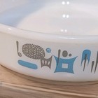 Vntg Anchor Hocking Fire King Atomic Blue Heaven 8  Round Casserole Dish 1 5 Qt