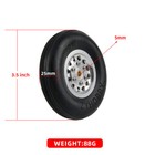 1 Pair 3 5inch Solid Rubber Wheels Tires  With Alu Hub For Rc Airplane H25mm
