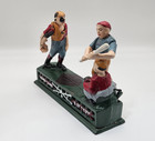 Cast Iron Hometown Battery Mechanical Bank Baseball Player Coin Bank Works 