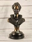 Antique Arnoldo Giannelli Brass Bronze Bust Statue Vintage Art Decor