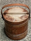 Vintage Wooden Sewing Basket Box With Pin Cushion And Thread Holder