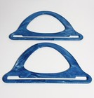 Vintage Accento Craft Plastic Purse Handles Aqua Blue Marbled Usa