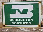 Vintage Burlington Northern Porcelain Train Sign Railroad Rail Railway Marker