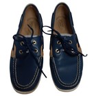 Euc Blue Leather With White Striped Fabric Sperry Shoes Size 7 5