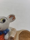 Vintage Mouse Pushing Cart Figurine Pin Cushion Ceramic Lusterware Made In Japan