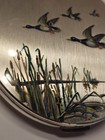 Vintage Stratton Powder Compact  1950s Mallard Pond Scene Silver Plated Lid base