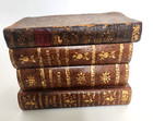 Antique French Stacked Box Of Books Set Hidden Liqueur Bar Decanter   4 Glasses