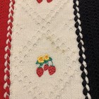 Vintage Hand Made Blanket Throw Afghan Red White Black Knit Wool Embroidery