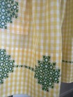Handmade Vintage Apron Tie Waist Yellow Checker Print Embroidered 1 2 Apron