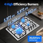 Gas Stove Top With 4 Burner Built-in Gas Cooktop 24 Inch Stainless Steel Ng lpg