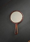 Antique Wooden Hand Held Beveled Mirror
