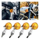 4 Pack 12v Motorcycle Blinker Indicator Lights  Silver - Round Silver 4pcs