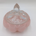 Vintage Fenton Glass Powder Jar Pink Collectible Decor  Melon Vanity Display