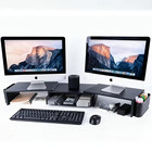 Computer Monitor Stand Riser Adjustable Dual Screen Desk Organizer W  Storage