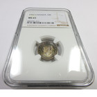 1952 Ngc Ms65 - Canada Toned Silver Ten Cent 10c Coin  57997a