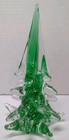 Vtg Murano Christmas Tree Mouth Blown Glass Green   Crystal Swirl 8 25 