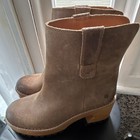 Lucky Brand Women   s Brown Suede Pull-on Ankle Bootie Lug Sole Round Toe 7 5