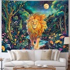 Blacklight Lion Tapestry Uv Reactive Forest Wall Tapestry Trippy Galaxy Space Ta