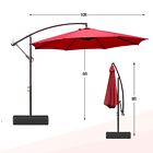 Aoodor  10ft Offset Patio Umbrella Cantilever Hanging Market Umbrella With Base