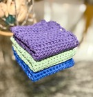 Dishcloth   Washcloth  Handmade Crochet  100  Cotton  Lot Of 3