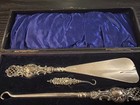 Antique victorian Sterling Silver Adie lovekin Button Hooks shoe Horn Vanity Set